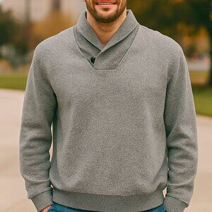 UNTUCKit Men’s Sweater XL Heather Gray Cowl Neck Pullover Casual Cotton Comfort